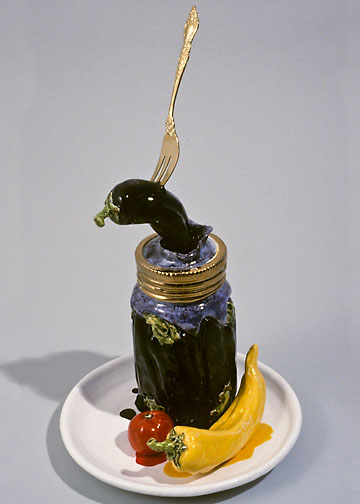 Delectable Dish of Purple Peppers, ©1997 Victor Cicansky